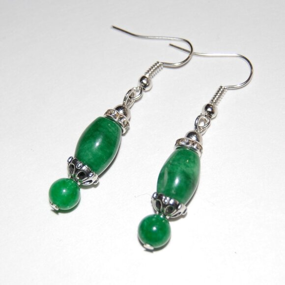 Jade Earrings,Colorful Earrings, Handmade Earrings,Jade Beaded Earrings - Picture 2 of 2